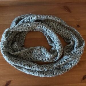 Cozy Gray and Green Knitted Infinity Scarf
